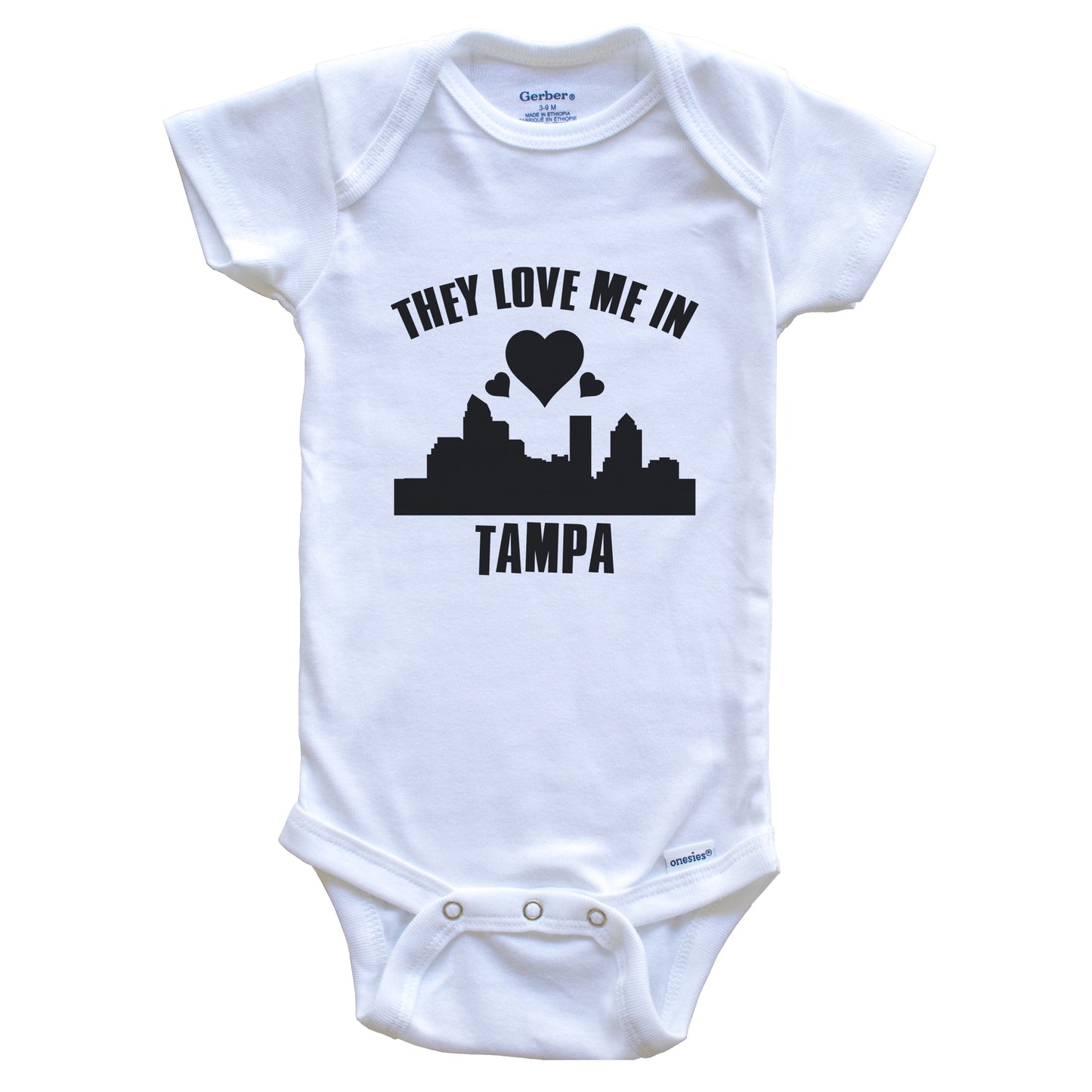 They Love Me In Tampa Florida Hearts Skyline One Piece Baby Bodysuit
