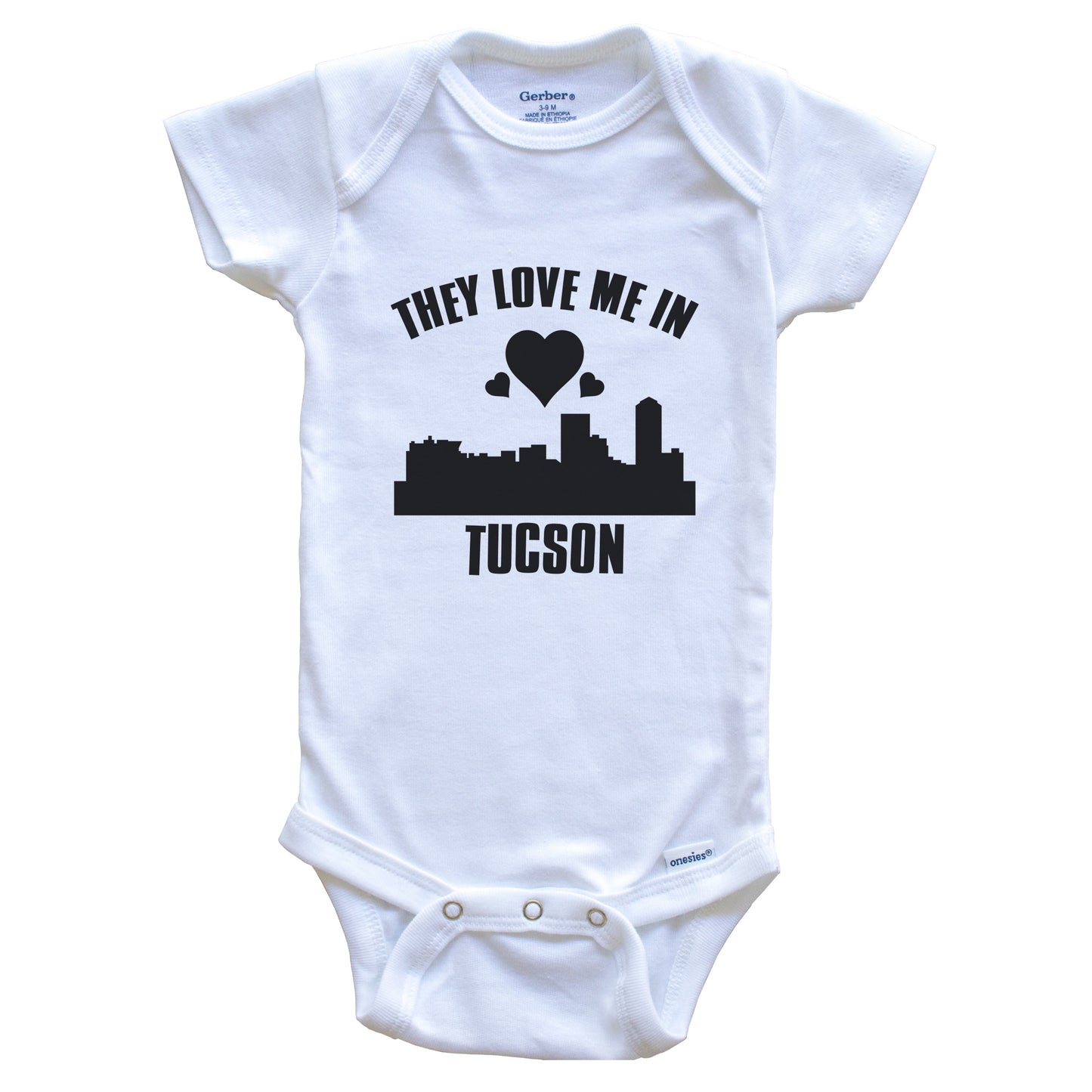 They Love Me In Tucson Arizona Hearts Skyline One Piece Baby Bodysuit