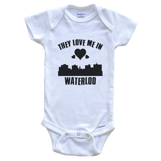 They Love Me In Waterloo Iowa Hearts Skyline One Piece Baby Bodysuit