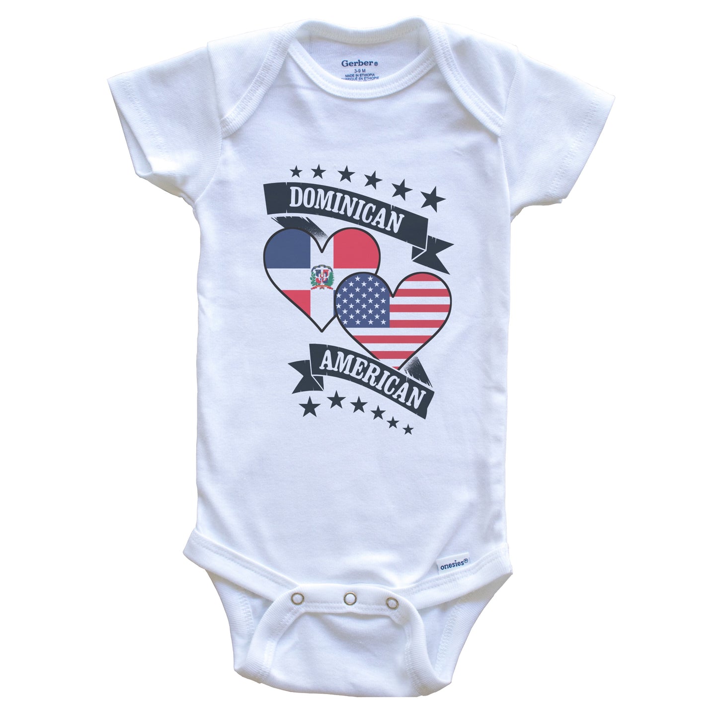 Dominican American Heart Flags Dominican Republic America Baby Bodysuit
