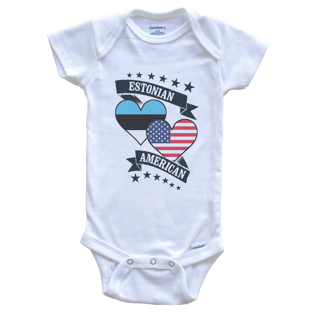 Estonian American Heart Flags Estonia America Baby Bodysuit