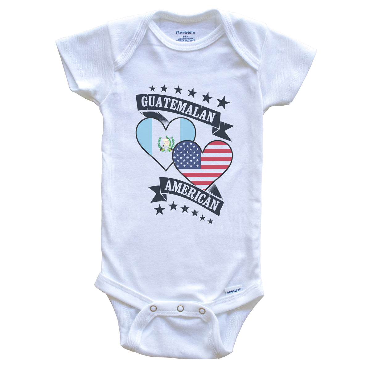 Guatemalan American Heart Flags Guatemala America Baby Bodysuit