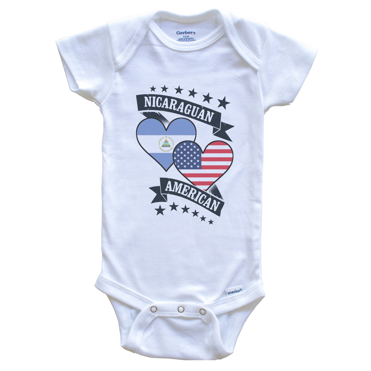 Nicaraguan American Heart Flags Nicaragua America Baby Bodysuit