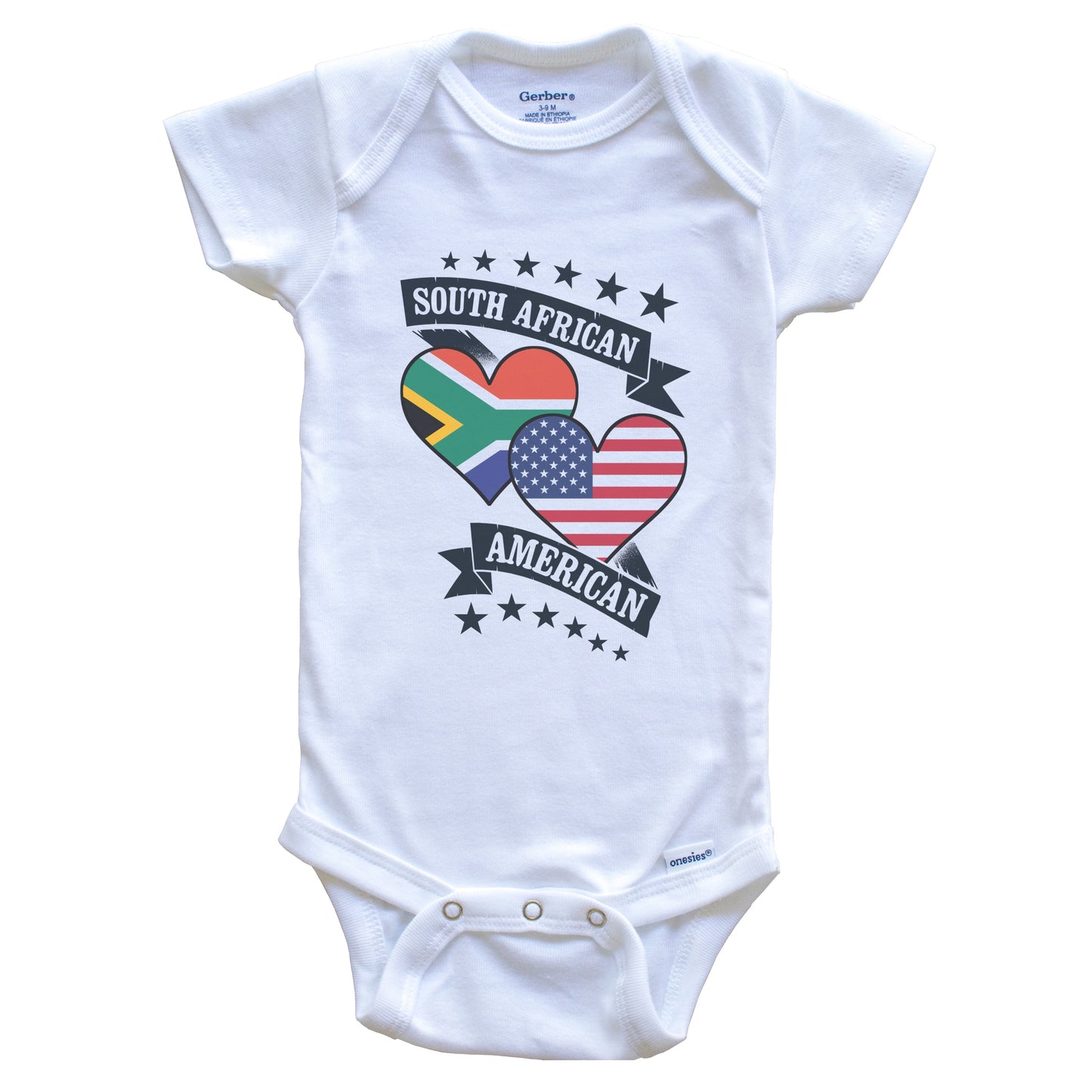 South African American Heart Flags South Africa America Baby Bodysuit