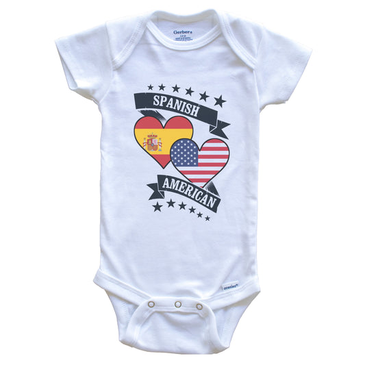 Spanish American Heart Flags Spain America Baby Bodysuit