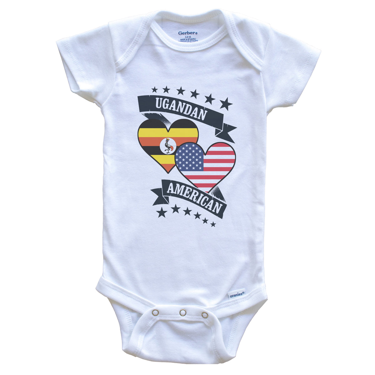Ugandan American Heart Flags Uganda America Baby Bodysuit