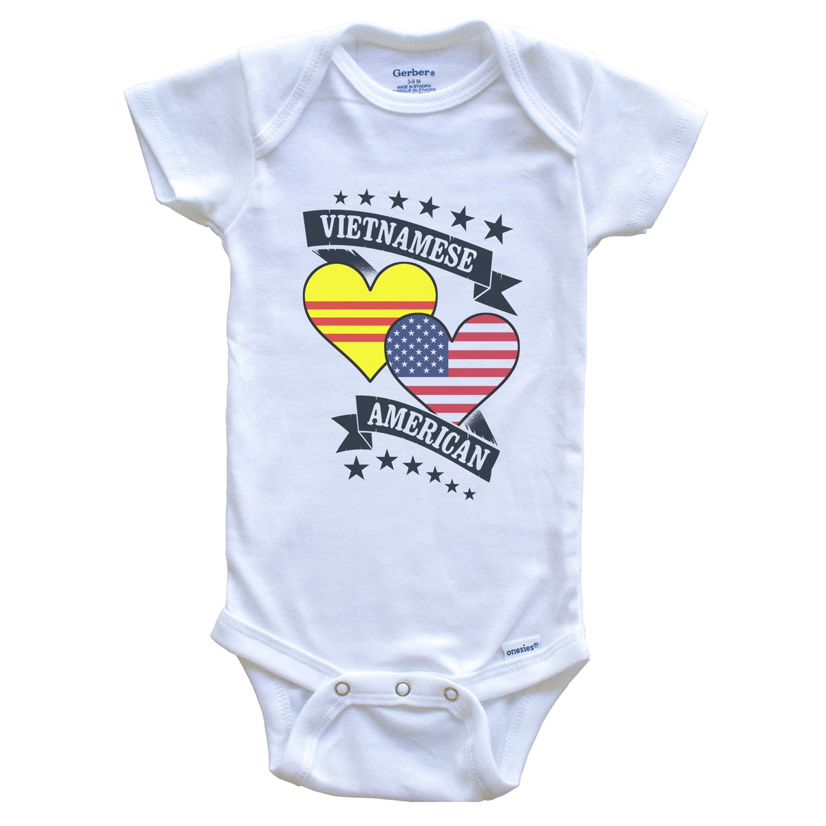 Vietnamese American Heart Flags Vietnam America Baby Bodysuit