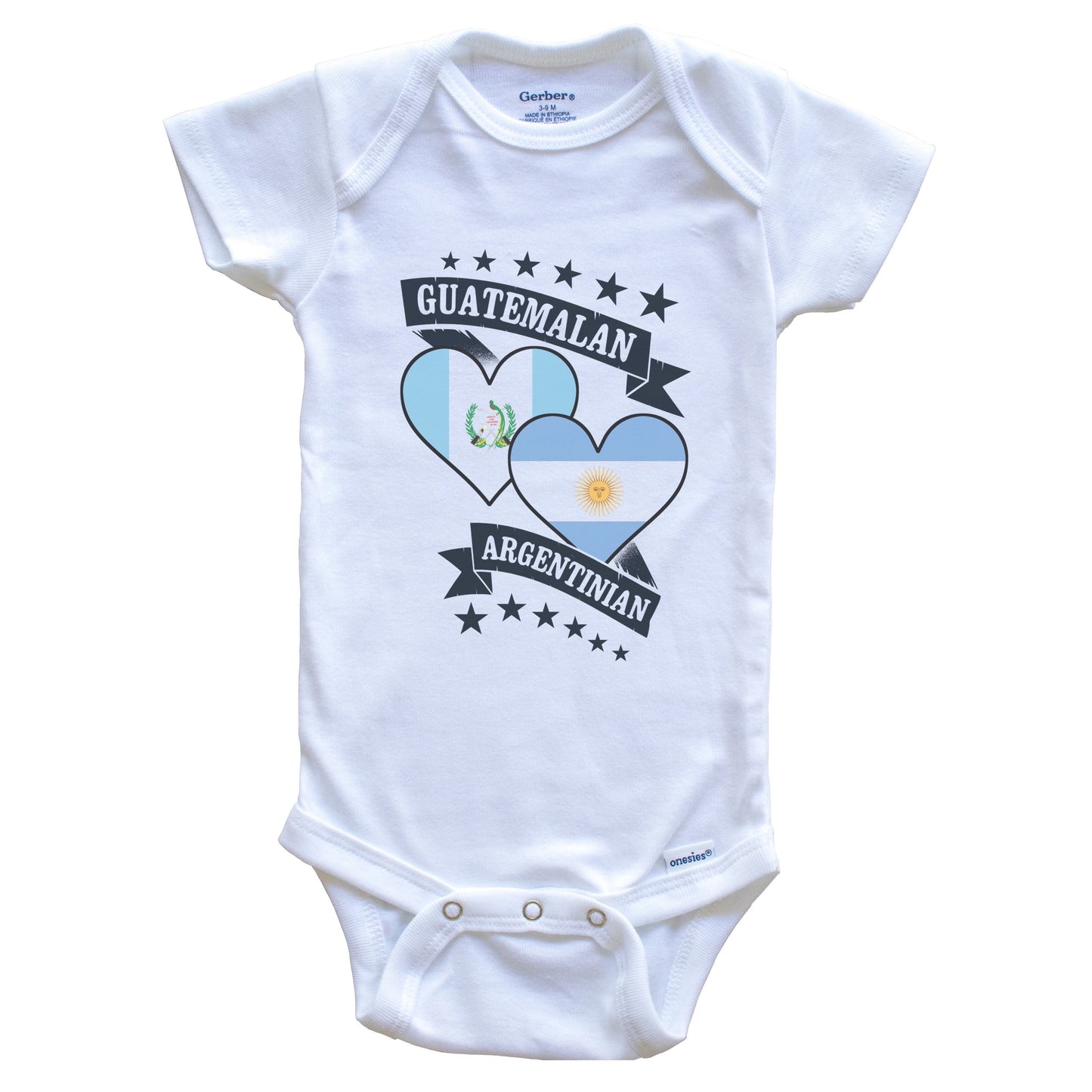 Guatemalan Argentinian Heart Flags Guatemala Argentina Baby Bodysuit