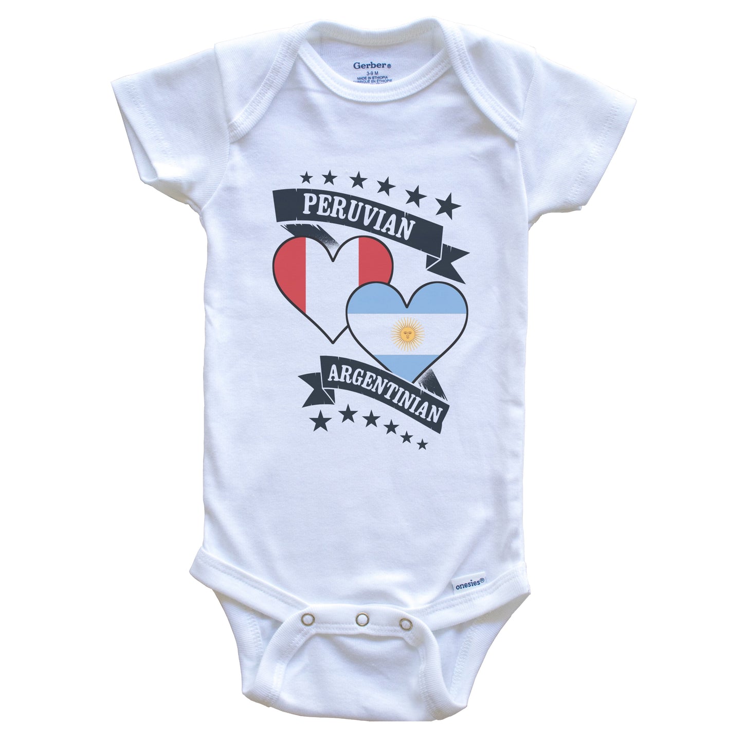 Peruvian Argentinian Heart Flags Peru Argentina Baby Bodysuit
