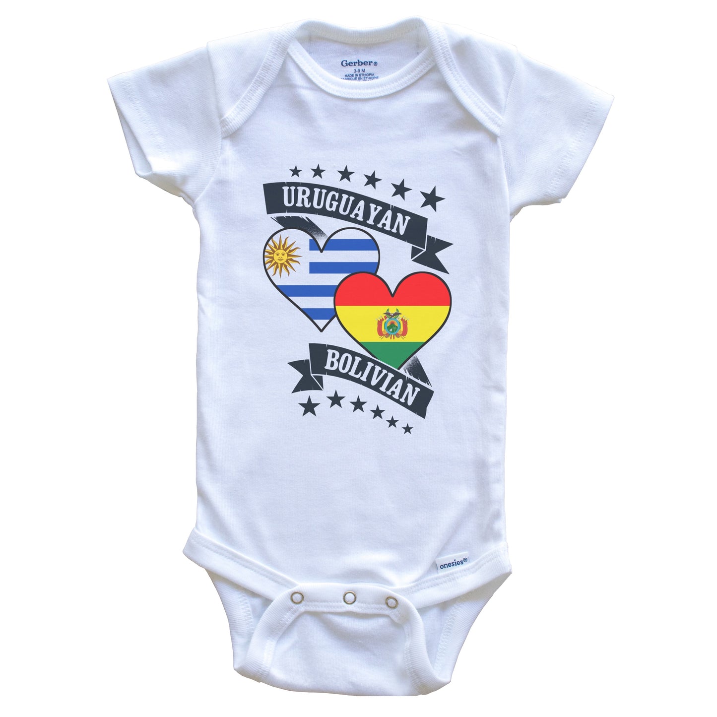 Uruguayan Bolivian Heart Flags Uruguay Bolivia Baby Bodysuit