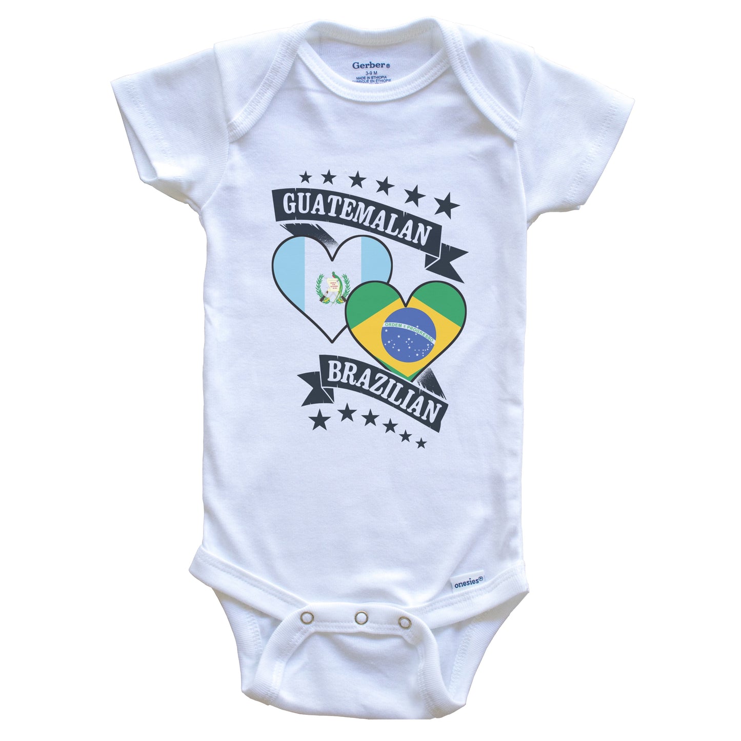 Guatemalan Brazilian Heart Flags Guatemala Brazil Baby Bodysuit