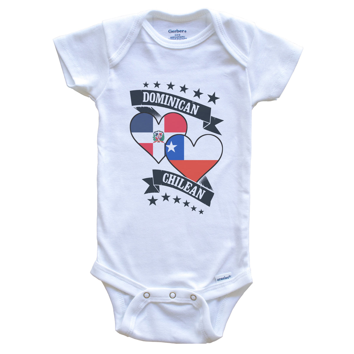 Dominican Chilean Heart Flags Dominican Republic Chile Baby Bodysuit