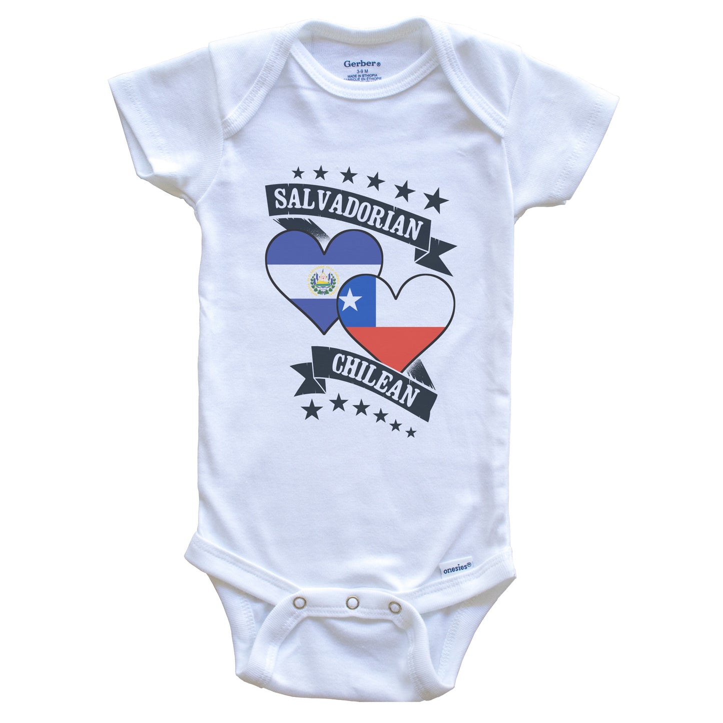 Salvadorian Chilean Heart Flags El Salvador Chile Baby Bodysuit