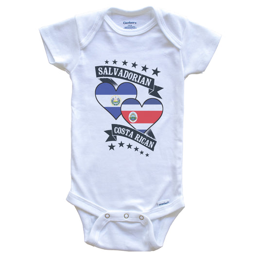Salvadorian Costa Rican Heart Flags El Salvador Costa Rica Baby Bodysuit