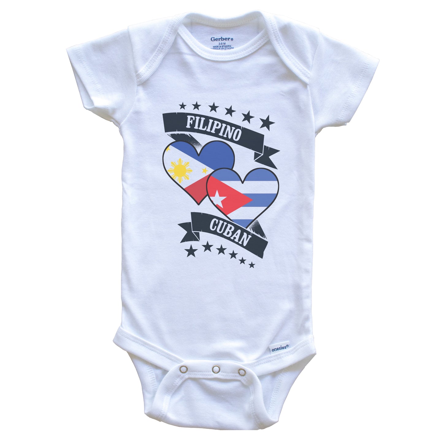 Filipino Cuban Heart Flags Philippines Cuba Baby Bodysuit