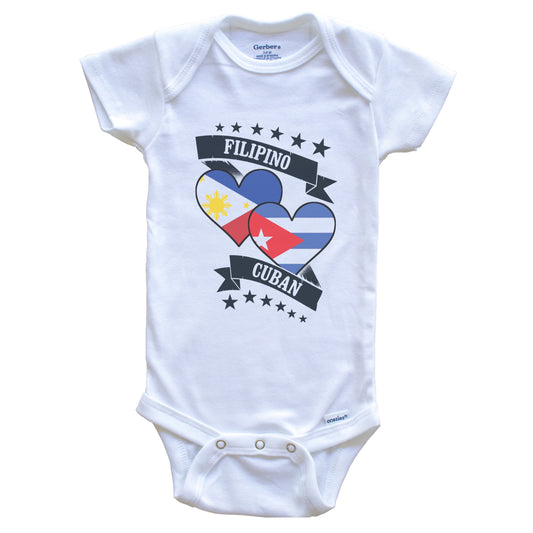 Filipino Cuban Heart Flags Philippines Cuba Baby Bodysuit