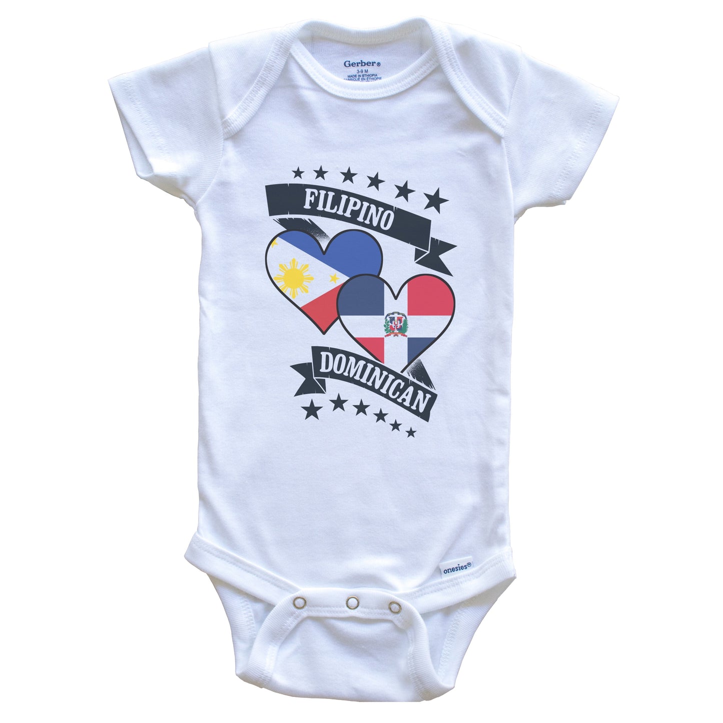 Filipino Dominican Heart Flags Philippines Dominican Republic Baby Bodysuit