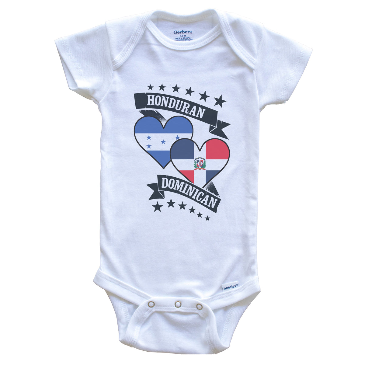 Honduran Dominican Heart Flags Honduras Dominican Republic Baby Bodysuit