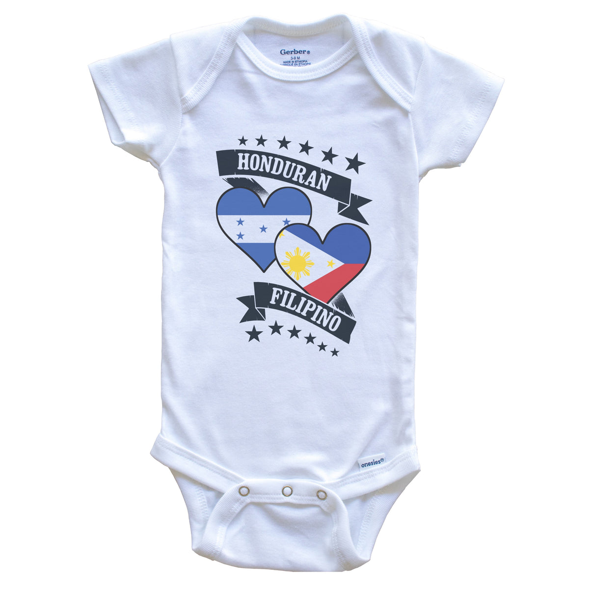 Honduran Filipino Heart Flags Honduras Philippines Baby Bodysuit