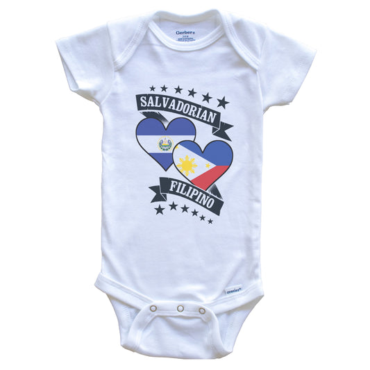 Salvadorian Filipino Heart Flags El Salvador Philippines Baby Bodysuit