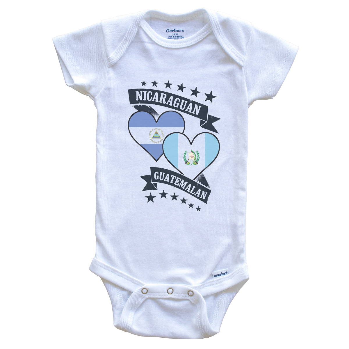 Nicaraguan Guatemalan Heart Flags Nicaragua Guatemala Baby Bodysuit