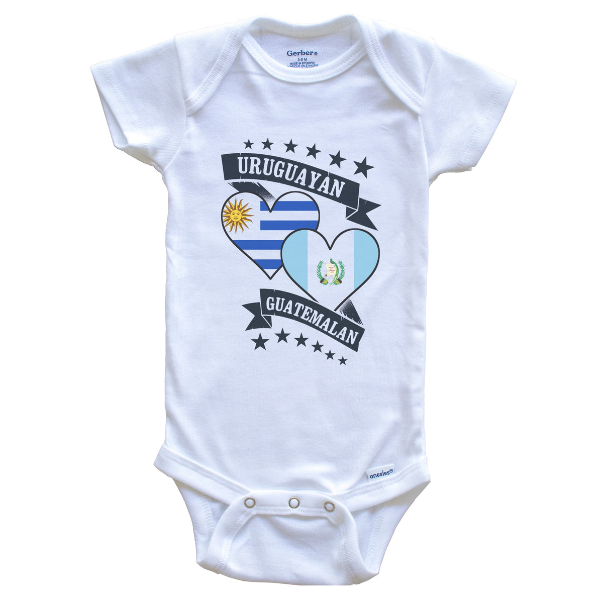 Uruguayan Guatemalan Heart Flags Uruguay Guatemala Baby Bodysuit
