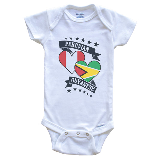 Peruvian Guyanese Heart Flags Peru Guyana Baby Bodysuit