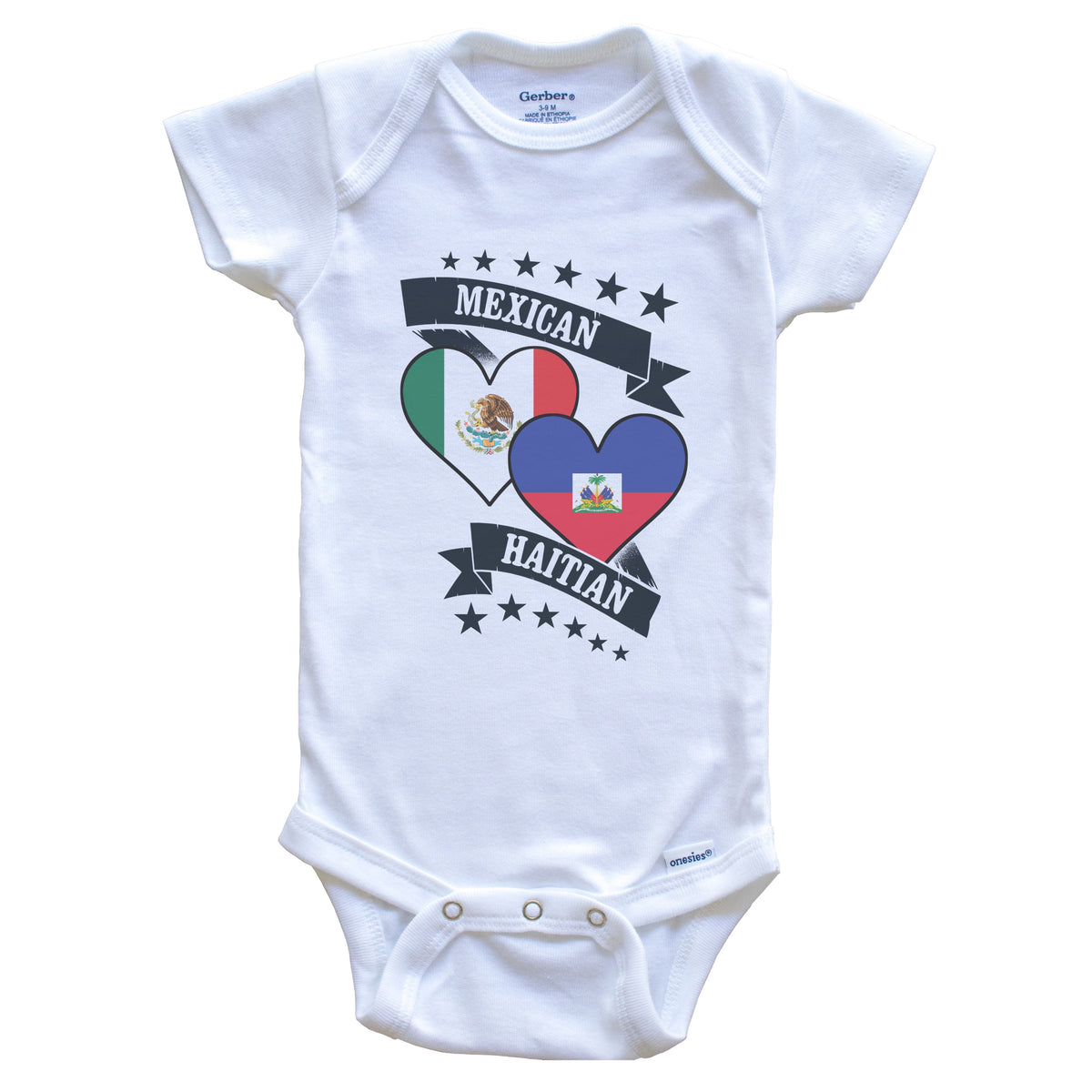 Mexican Haitian Heart Flags Mexico Haiti Baby Bodysuit