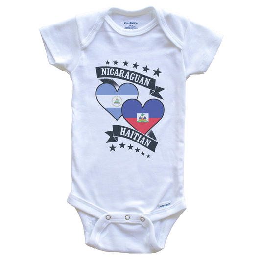Nicaraguan Haitian Heart Flags Nicaragua Haiti Baby Bodysuit