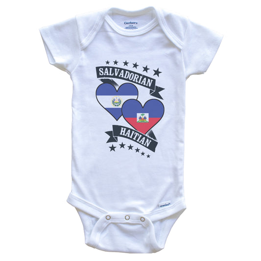 Salvadorian Haitian Heart Flags El Salvador Haiti Baby Bodysuit