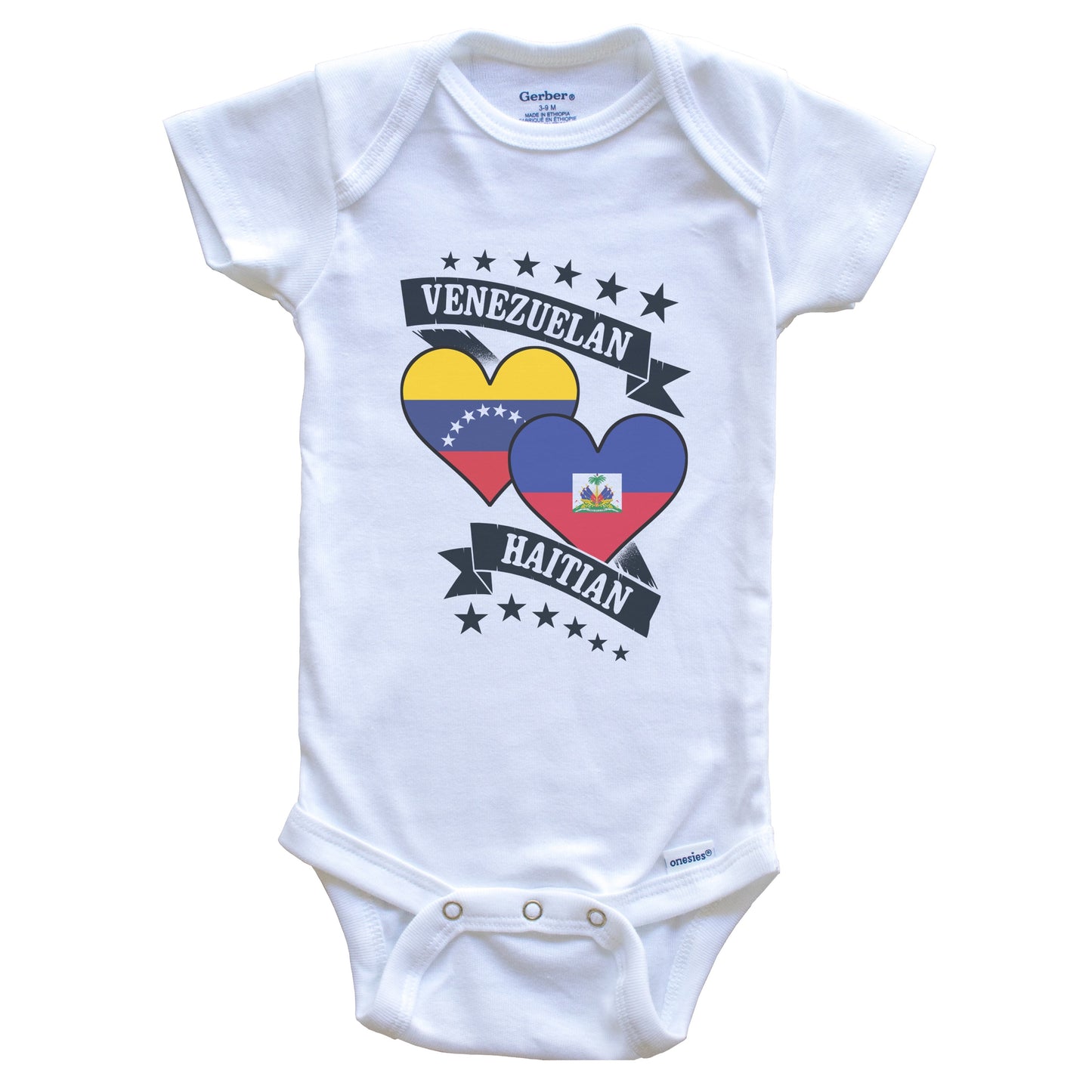 Venezuela Haitian Heart Flags Venezuela Haiti Baby Bodysuit