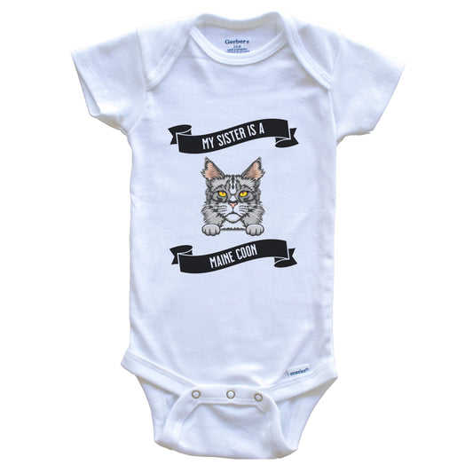 My Sister Is A Maine Coon Cat Cute Kitten Baby Bodysuit