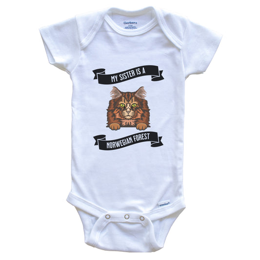 My Sister Is A Norwegian Forest Cat Cute Kitten Baby Bodysuit