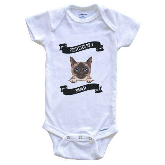 Protected By A Siamese Cat Cute Kitten Baby Bodysuit