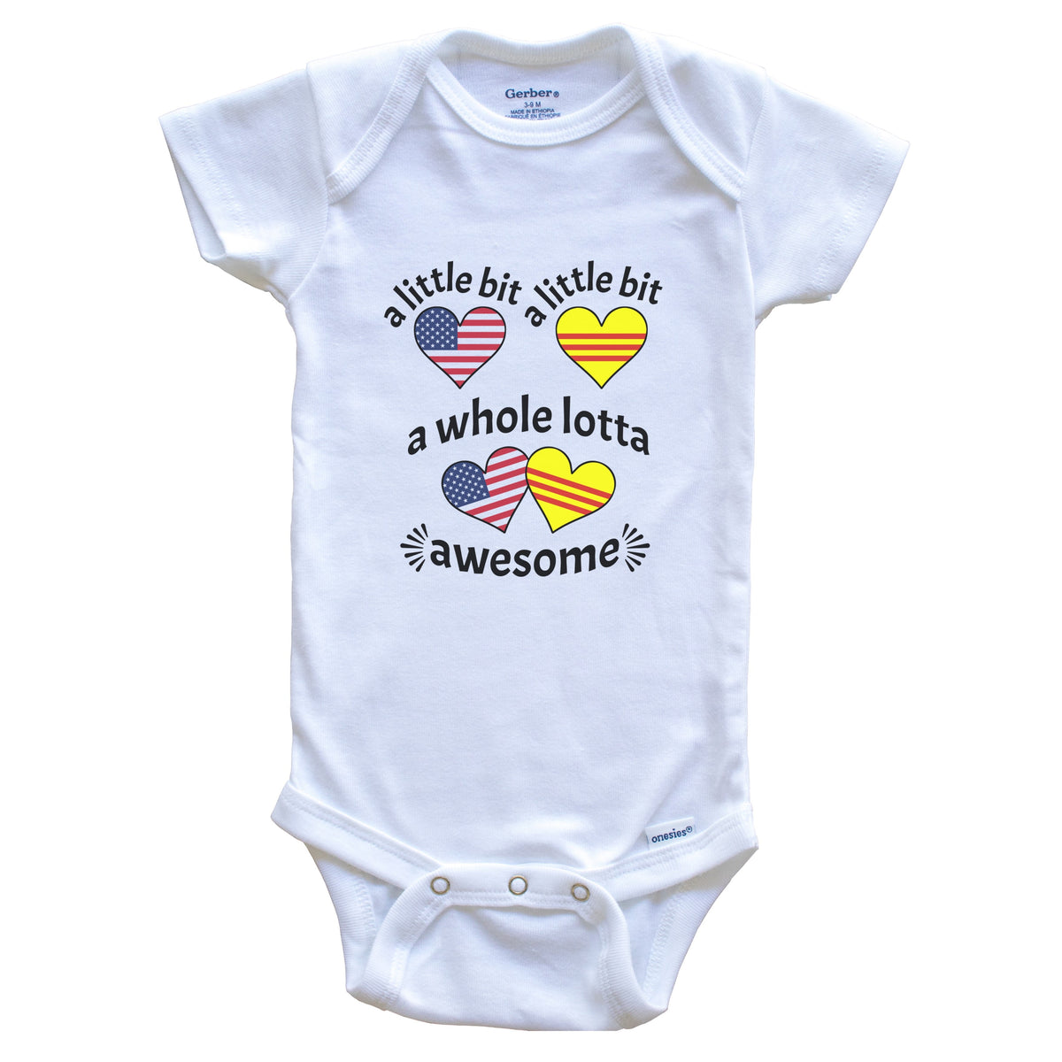 A Little Bit Vietnamese American Vietnam USA Heart Flags Baby Bodysuit
