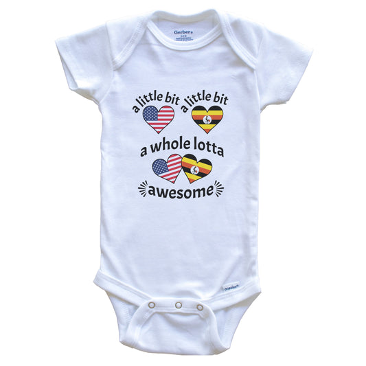 A Little Bit Ugandan American Uganda USA Heart Flags Baby Bodysuit