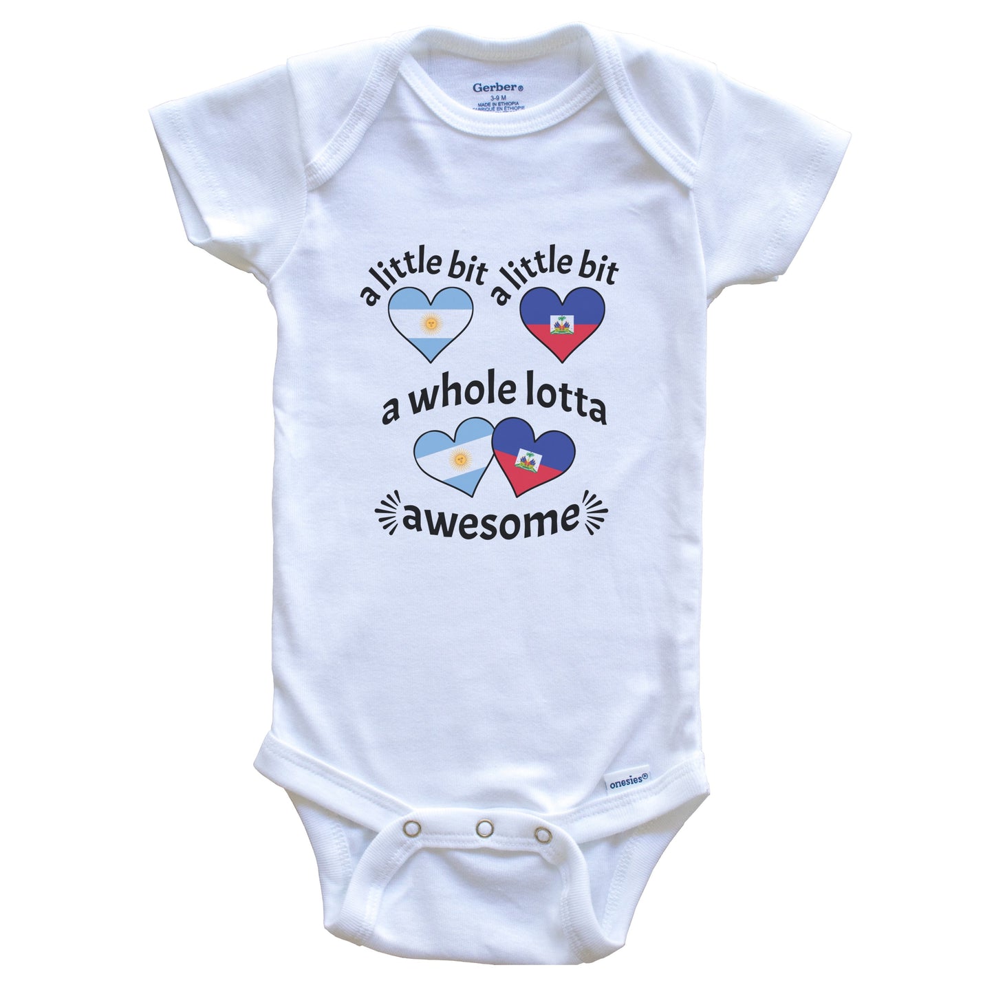 A Little Bit Argentinian Haitian Argentina Haiti Heart Flags Baby Bodysuit