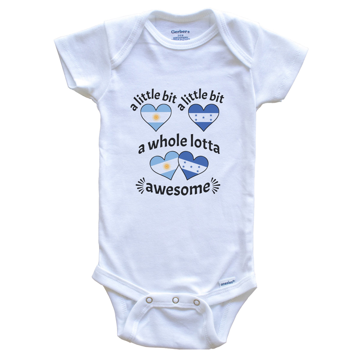 A Little Bit Argentinian Honduran Argentina Honduras Heart Flags Baby Bodysuit