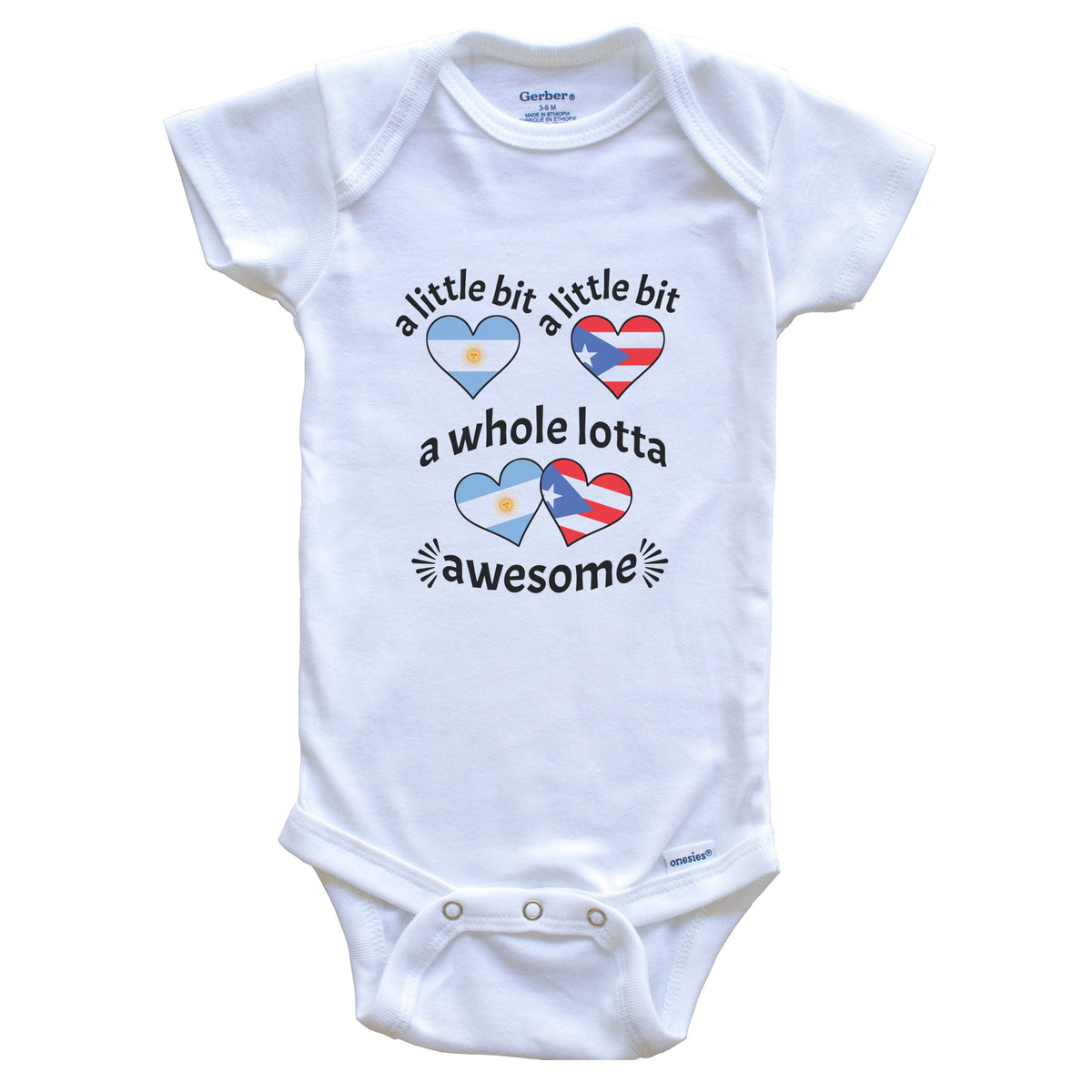 A Little Bit Argentinian Puerto Rican Argentina Puerto Rico Heart Flags Baby Bodysuit