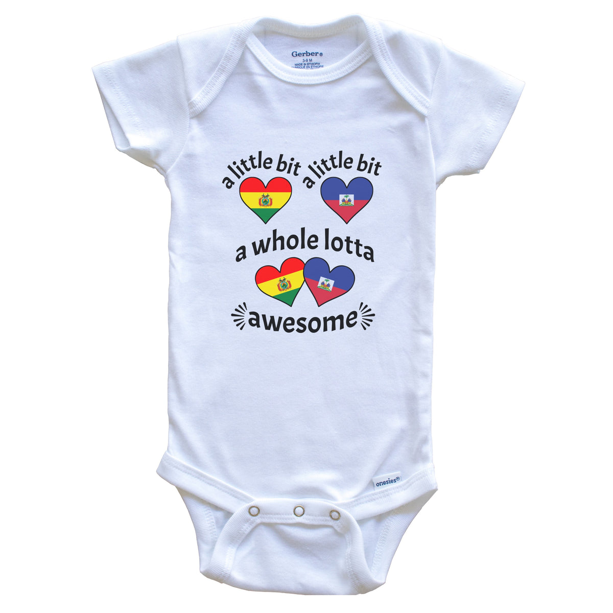 A Little Bit Bolivian Haitian Bolivia Haiti Heart Flags Baby Bodysuit