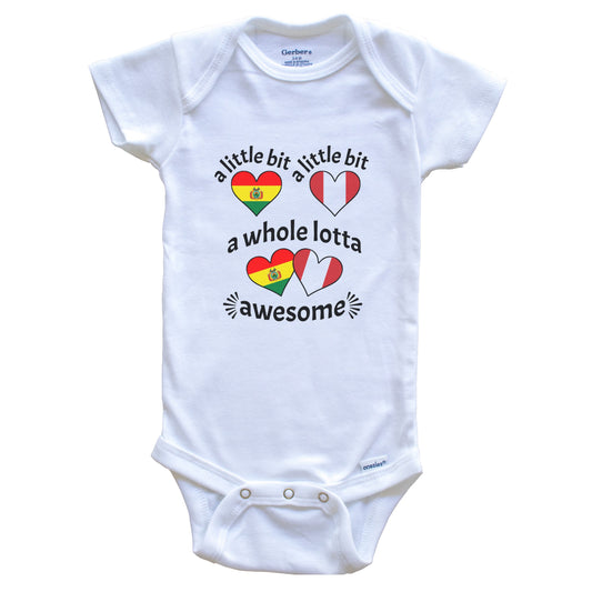 A Little Bit Bolivian Peruvian Bolivia Peru Heart Flags Baby Bodysuit