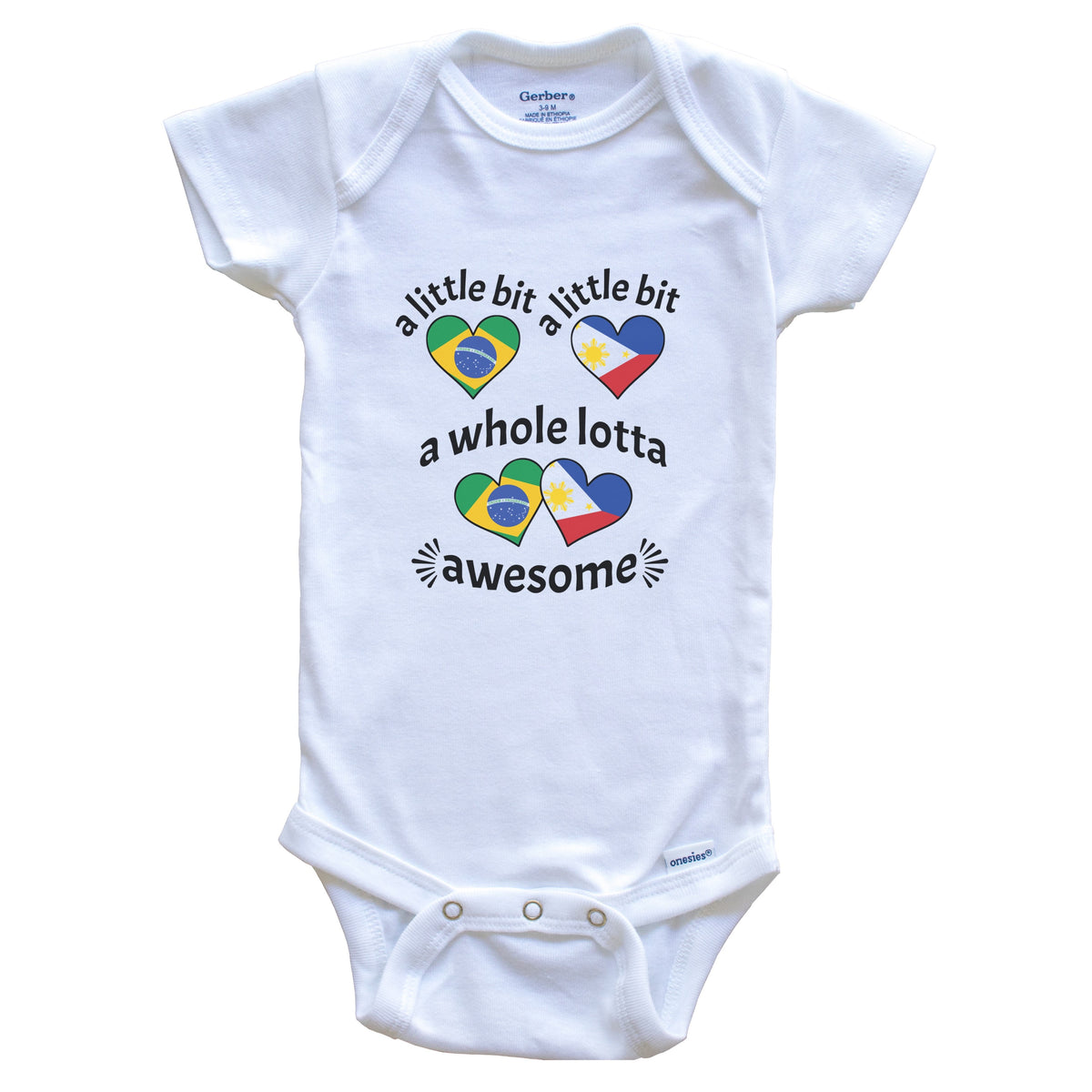 A Little Bit Brazilian Filipino Brazil Philippines Heart Flags Baby Bodysuit