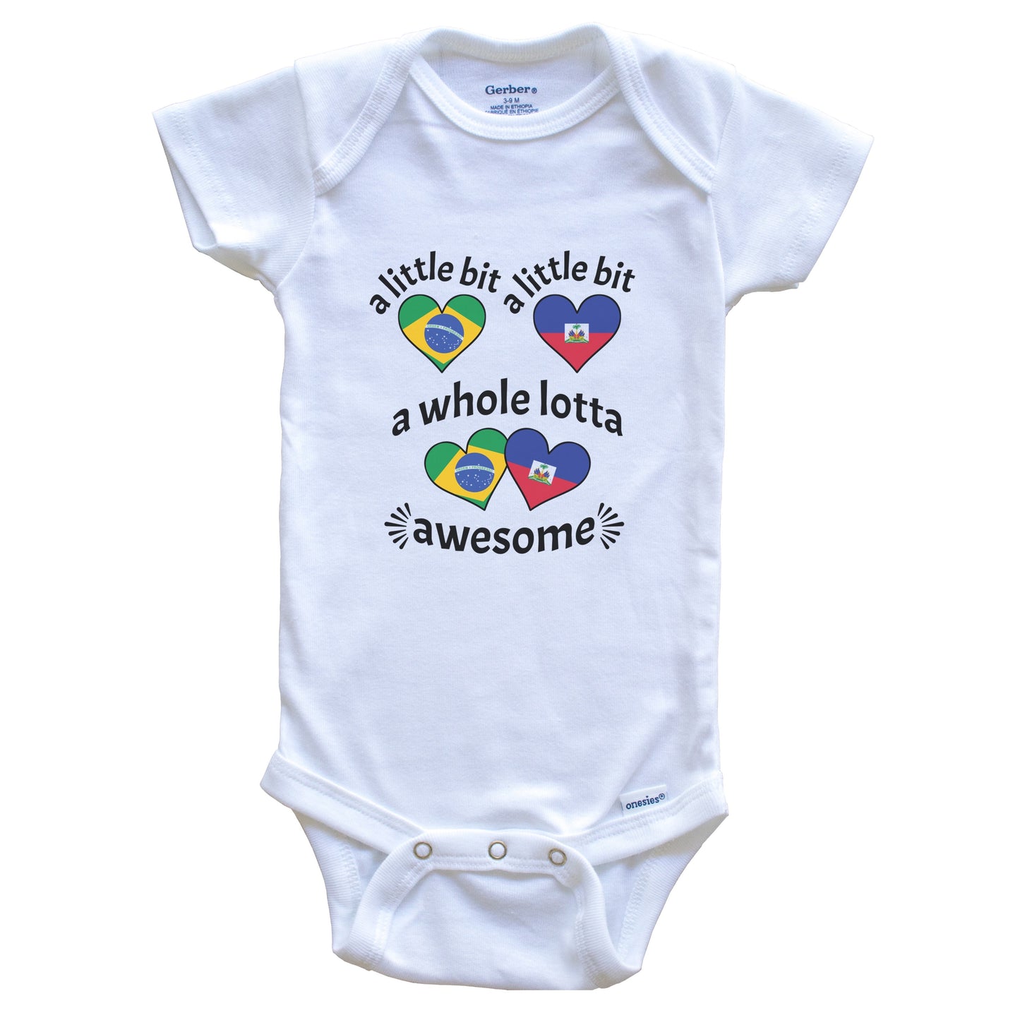 A Little Bit Brazilian Haitian Brazil Haiti Heart Flags Baby Bodysuit