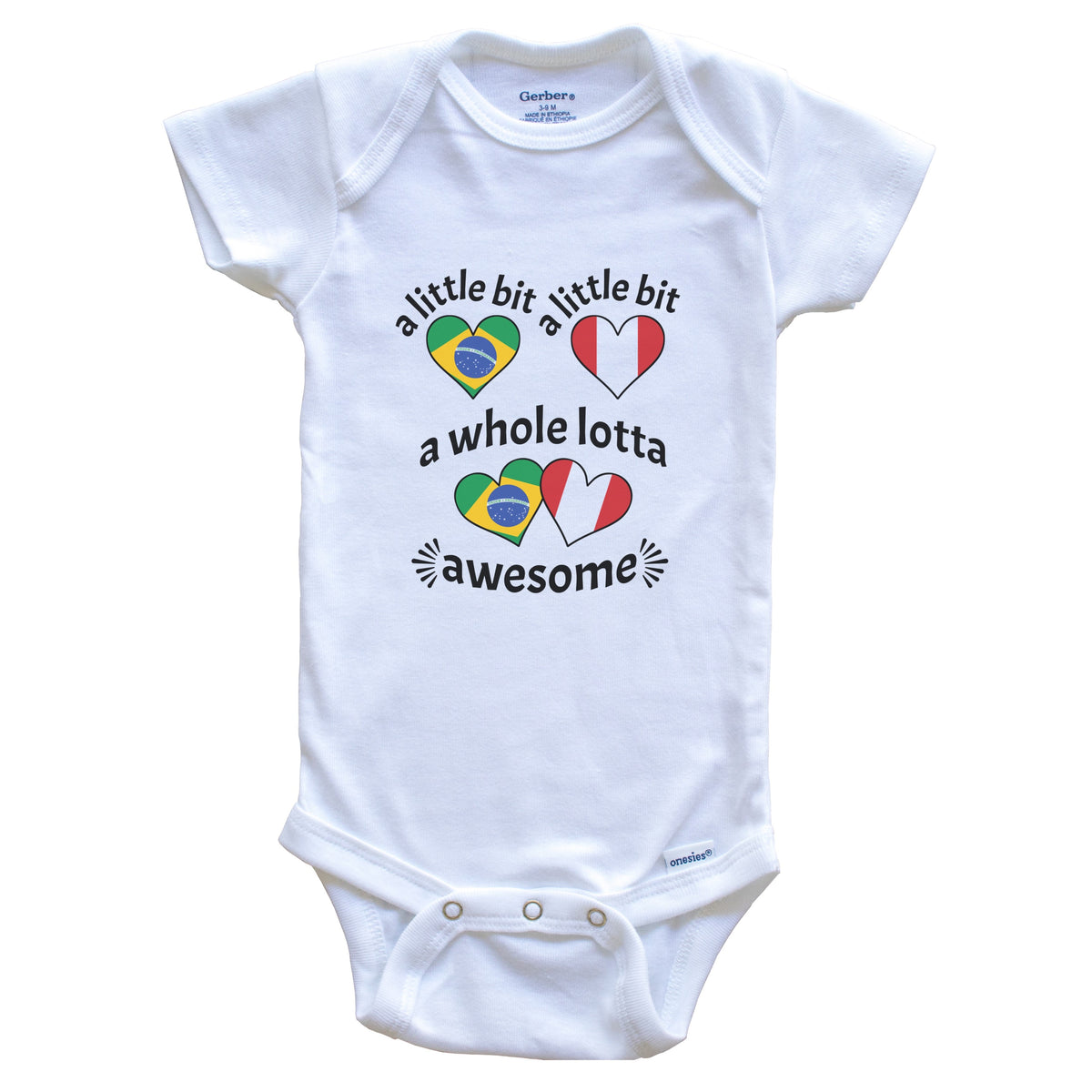 A Little Bit Brazilian Peruvian Brazil Peru Heart Flags Baby Bodysuit