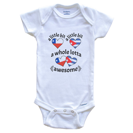 A Little Bit Chilean Cuban Chile Cuba Heart Flags Baby Bodysuit