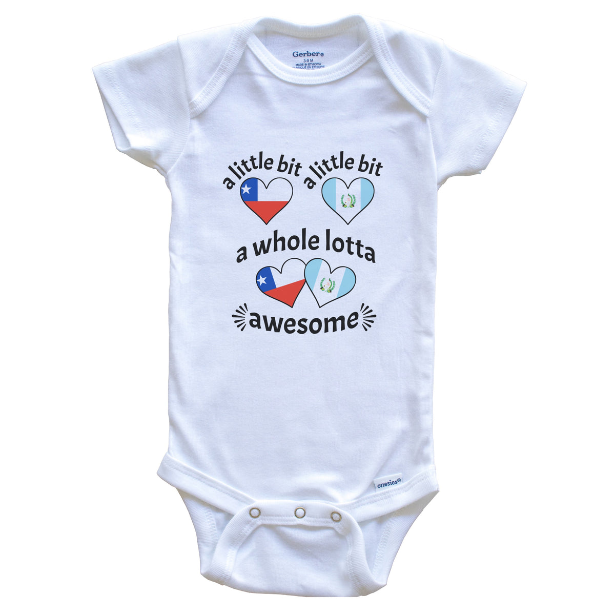 A Little Bit Chilean Guatemalan Chile Guatemala Heart Flags Baby Bodysuit
