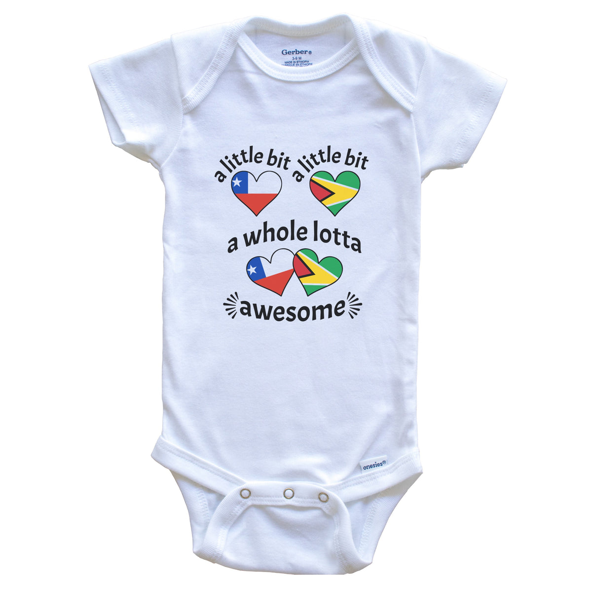 A Little Bit Chilean Guyanese Chile Guyana Heart Flags Baby Bodysuit