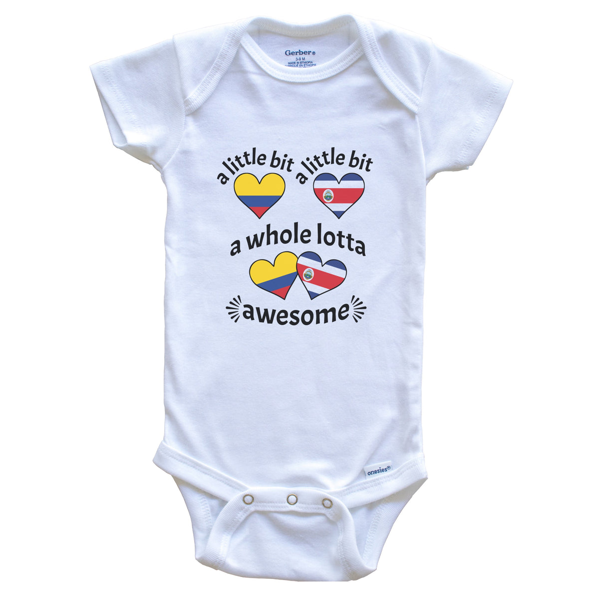 A Little Bit Colombian Costa Rican Colombia Costa Rica Heart Flags Baby Bodysuit