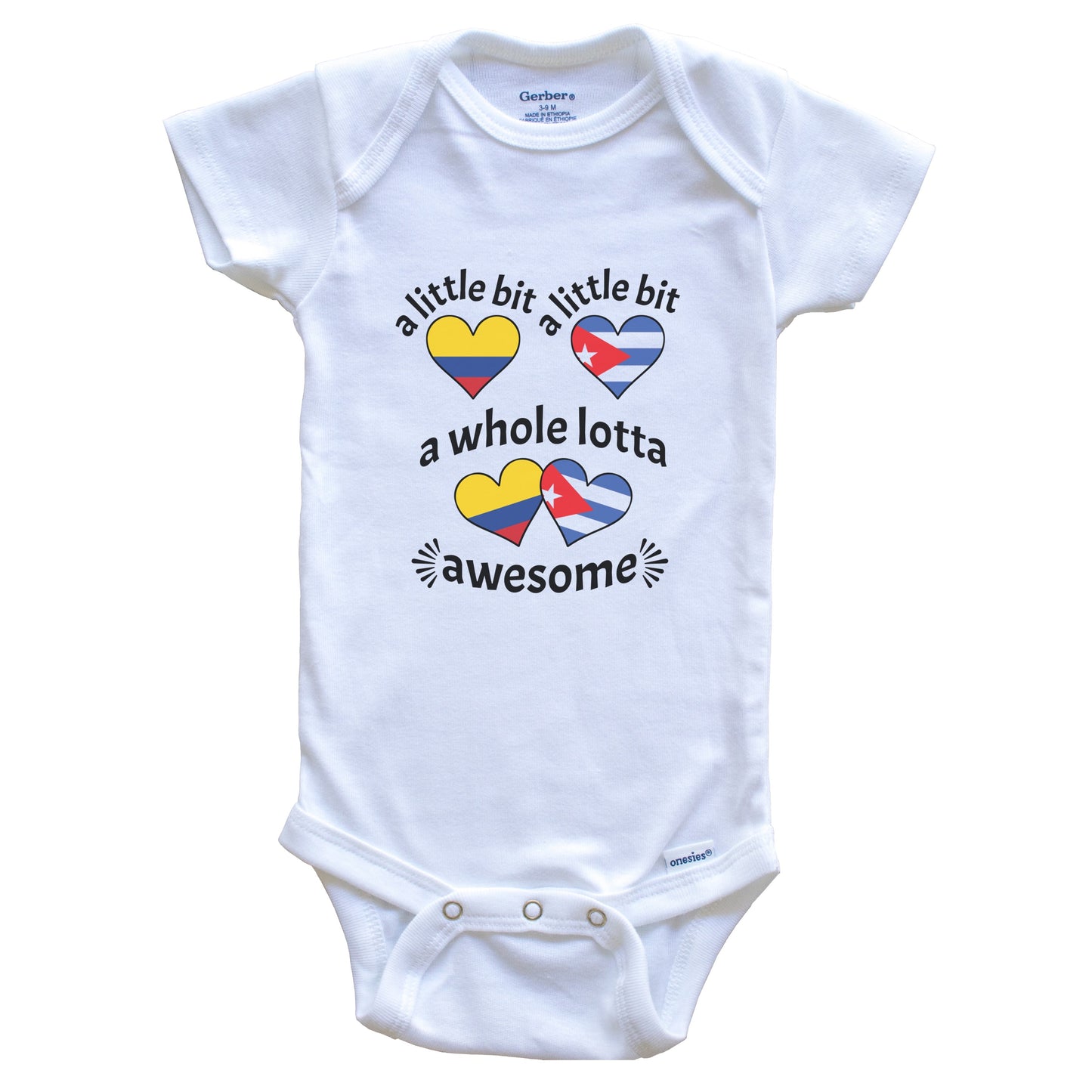 A Little Bit Colombian Cuban Colombia Cuba Heart Flags Baby Bodysuit