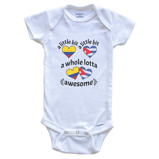 A Little Bit Colombian Cuban Colombia Cuba Heart Flags Baby Bodysuit